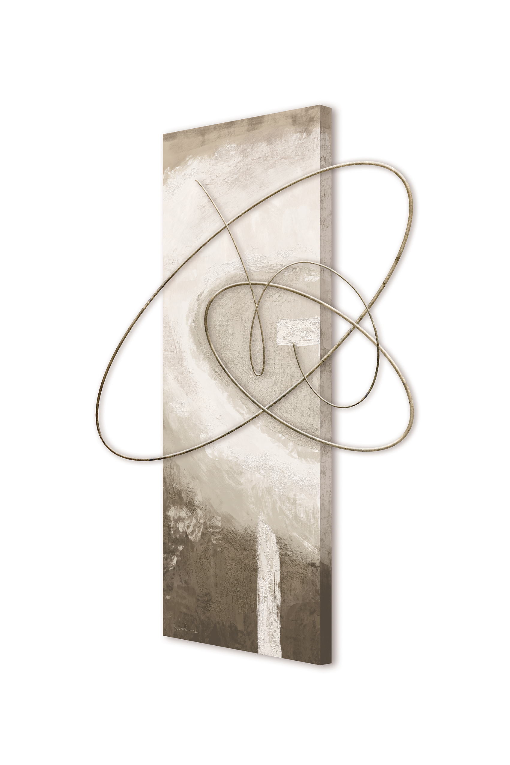 Angled three-dimensional view of the same metal wall art design concept